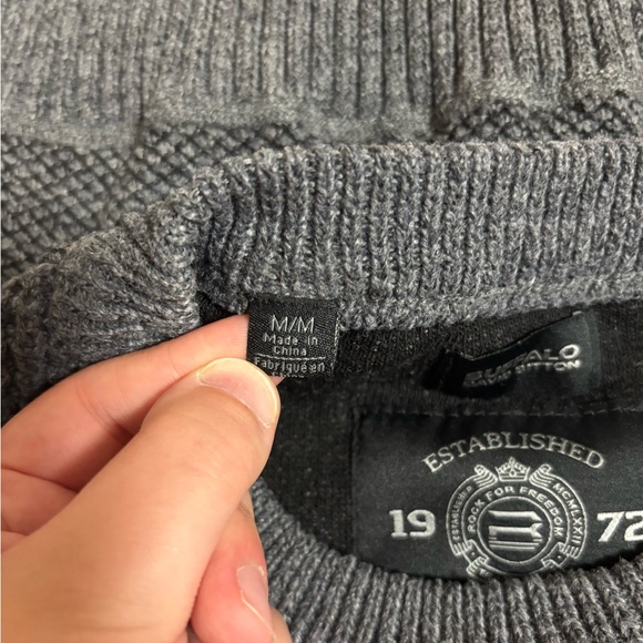 Buffalo David Bitton Men’s Wariner Crewneck Sweater in Grey Size Medium - Picture 5 of 8